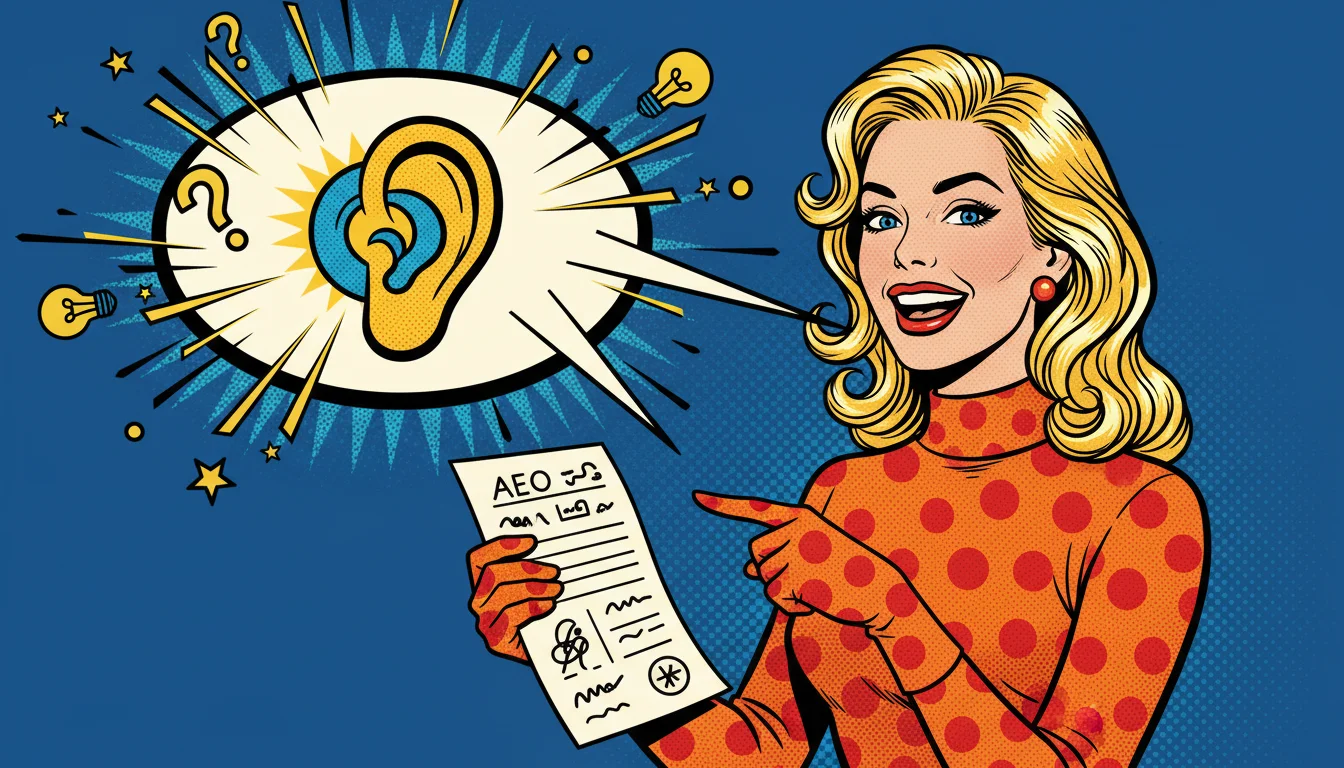 Blonde expert whispers schema secrets to AI for killer AEO results on her site.