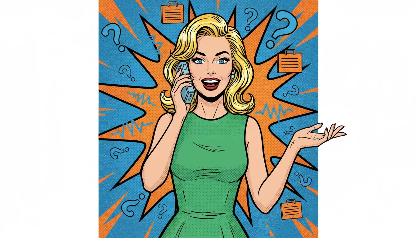 Sassy blonde chats up AI on phone, legal queries popping—AEO optimizes for voice search wins!