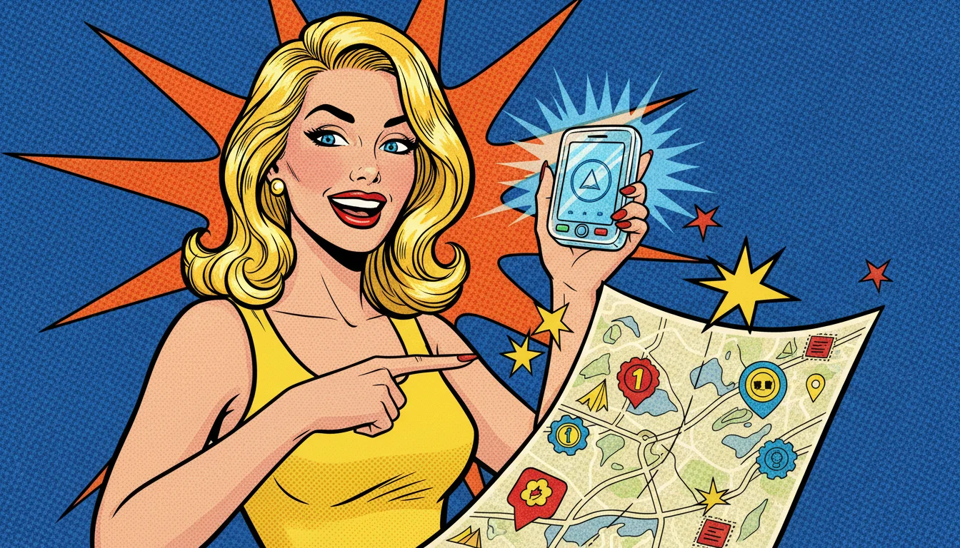 Blonde road warrior upgrades her GPS with schema markup for spot-on search navigation.